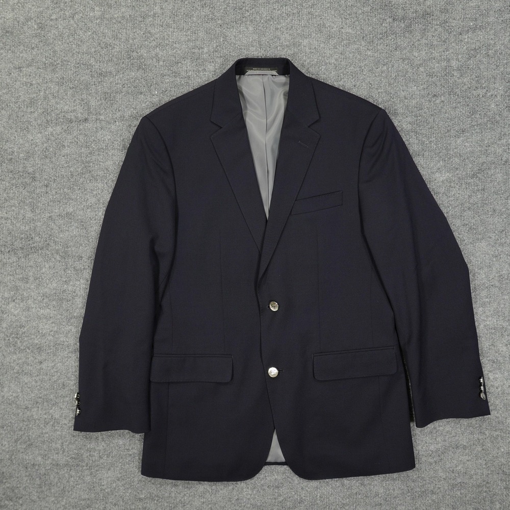 Petrocelli Blazer Mens 38R Navy Wool 3 Button Traveler Suit Jacket Notch Lapel